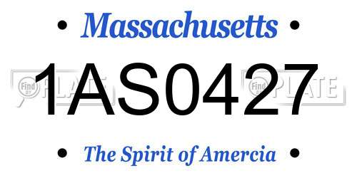 1AS0427 Massachusetts License Plate