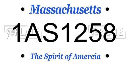 1AS1258 Massachusetts License Plate