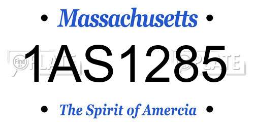 1AS1285 Massachusetts License Plate