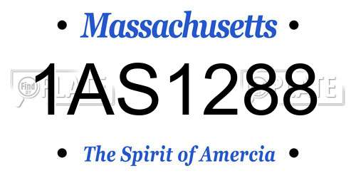 1AS1288 Massachusetts License Plate