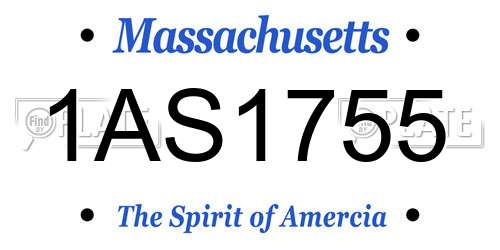 1AS1755 Massachusetts License Plate
