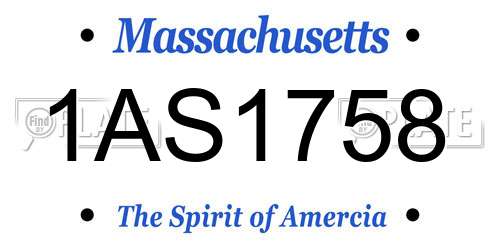1AS1758 Massachusetts License Plate