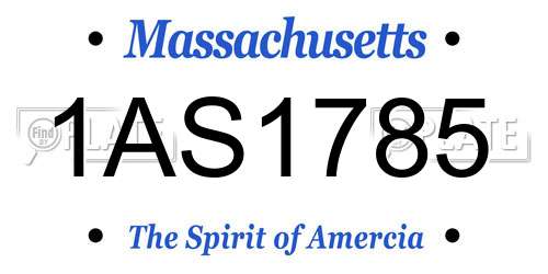 1AS1785 Massachusetts License Plate