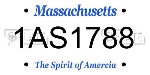 1AS1788 Massachusetts License Plate