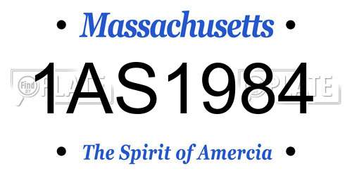 1AS1984 Massachusetts License Plate