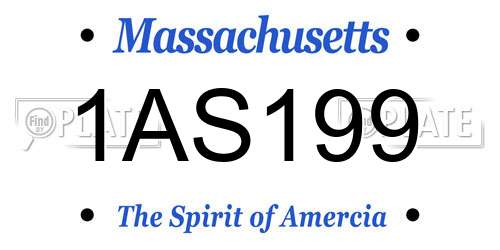 1AS199 Massachusetts License Plate