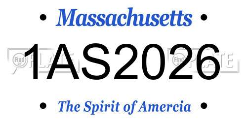 1AS2026 Massachusetts License Plate