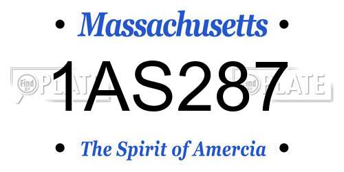 1AS287 Massachusetts License Plate