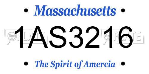 1AS3216 Massachusetts License Plate