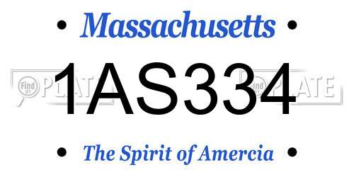 1AS334 Massachusetts License Plate