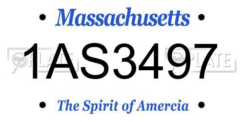 1AS3497 Massachusetts License Plate