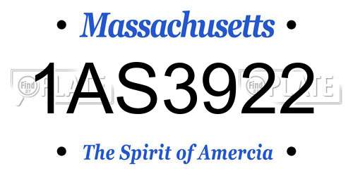 1AS3922 Massachusetts License Plate