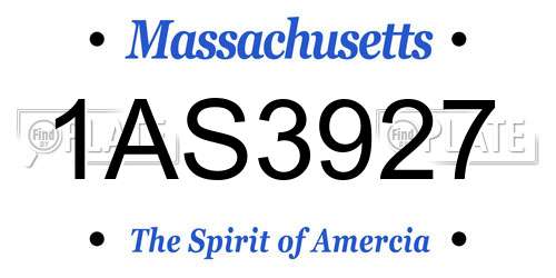 1AS3927 Massachusetts License Plate