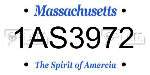 1AS3972 Massachusetts License Plate