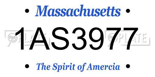 1AS3977 Massachusetts License Plate