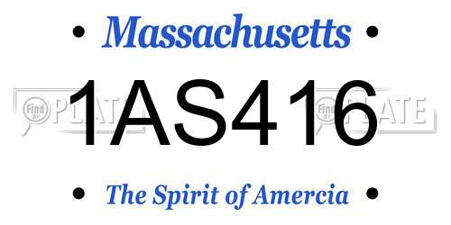 1AS416 Massachusetts License Plate
