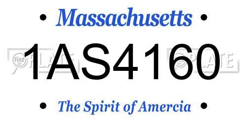 1AS4160 Massachusetts License Plate