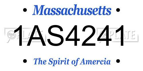 1AS4241 Massachusetts License Plate