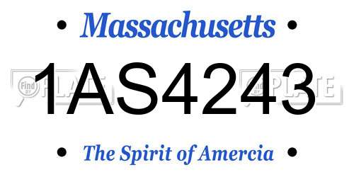 1AS4243 Massachusetts License Plate