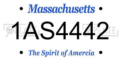 1AS4442 Massachusetts License Plate
