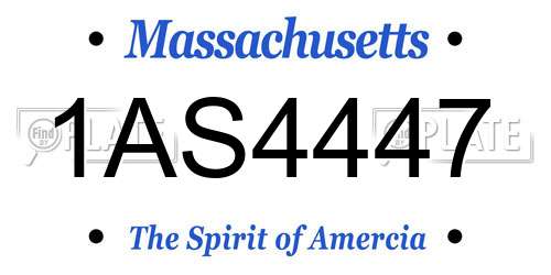 1AS4447 Massachusetts License Plate