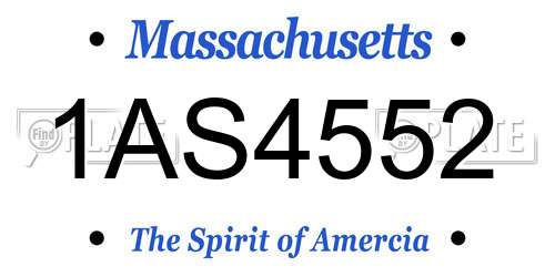 1AS4552 Massachusetts License Plate