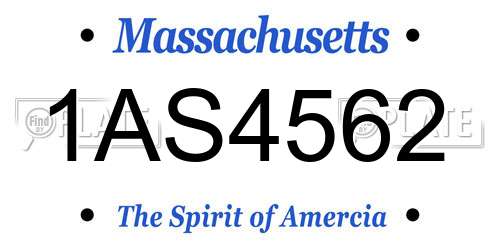1AS4562 Massachusetts License Plate