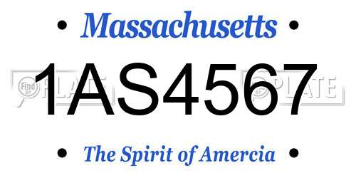 1AS4567 Massachusetts License Plate