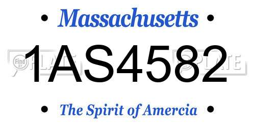 1AS4582 Massachusetts License Plate