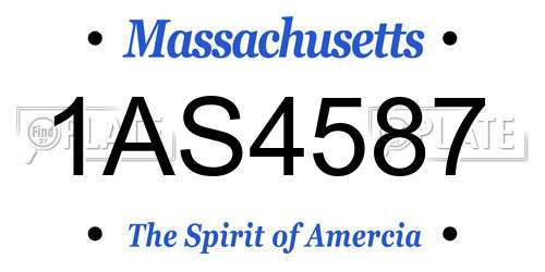 1AS4587 Massachusetts License Plate