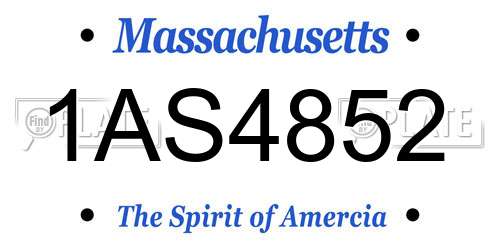1AS4852 Massachusetts License Plate