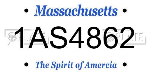 1AS4862 Massachusetts License Plate