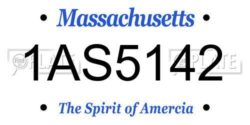 1AS5142 Massachusetts License Plate