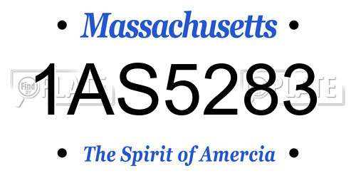 1AS5283 Massachusetts License Plate