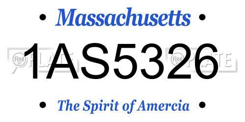 1AS5326 Massachusetts License Plate