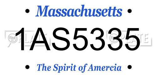 1AS5335 Massachusetts License Plate