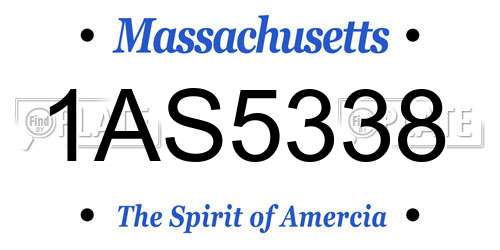 1AS5338 Massachusetts License Plate