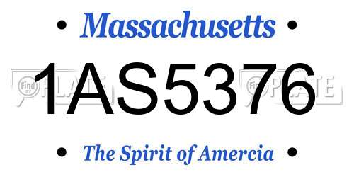 1AS5376 Massachusetts License Plate