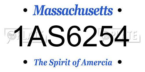 1AS6254 Massachusetts License Plate