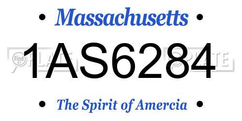 1AS6284 Massachusetts License Plate