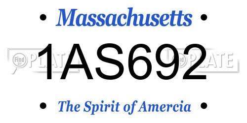 1AS692 Massachusetts License Plate