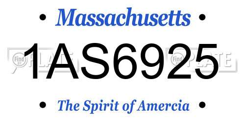 1AS6925 Massachusetts License Plate