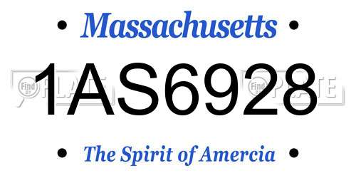 1AS6928 Massachusetts License Plate