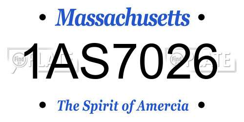 1AS7026 Massachusetts License Plate