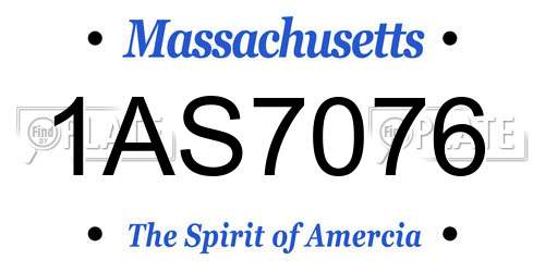 1AS7076 Massachusetts License Plate
