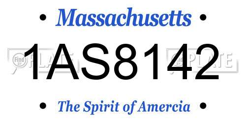 1AS8142 Massachusetts License Plate