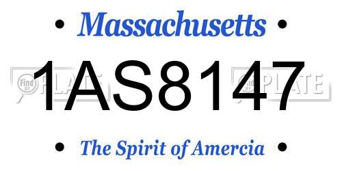1AS8147 Massachusetts License Plate