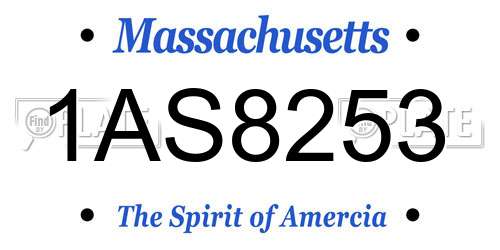 1AS8253 Massachusetts License Plate