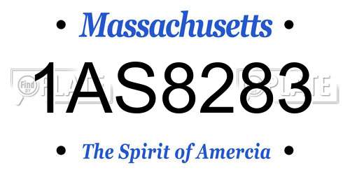 1AS8283 Massachusetts License Plate