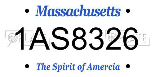 1AS8326 Massachusetts License Plate